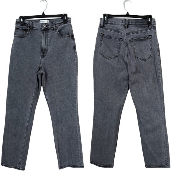 Abercrombie & Fitch Curve Love Ankle Straight High Rise Jeans Women's 4L Black - Picture 1 of 11